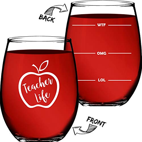Product Cover Teacher Gifts For Women or Men - Appreciation Gifts - 15 OZ Stemless Wine Glass 