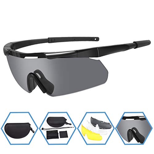 Product Cover XAegis Tactical Military Goggles 3 Interchangeable Lenses, Outdoor Antifog Safety Glasses & Hard Shell Case - Unisex Shooting Glasses Cycling, Driving, Hiking,Fishing, Hunting - Black Frame
