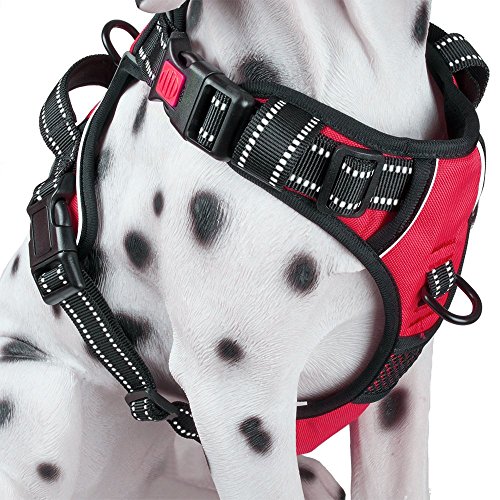Product Cover PoyPet No Pull Dog Harness, [2018 Upgrade Edition] Reflective Vest Harness with Front & Back 2 Leash Attachments and Easy Control Handle for Small Medium Large Dog (M, Red)