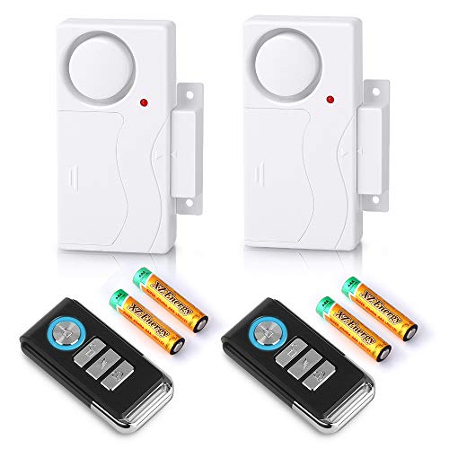 Product Cover Wsdcam Wireless Remote Door Alarm Windows Open Alarms Magnetic Sensor Pool Alarm for Kids Safety Home Security, 110 dB Loud, Battery Included (2 Alarms with 2 Remotes)