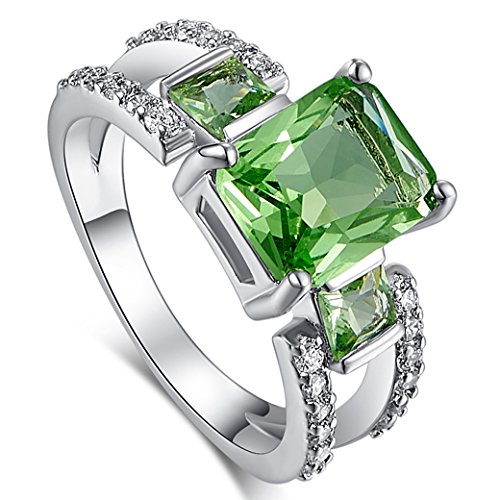 Product Cover Narica Women's Charming Vintage Emerald Cut Green Amethyst CZ Wedding Ring Band