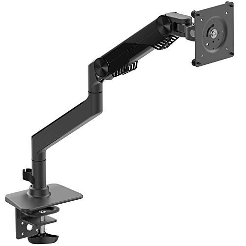Product Cover Single Arm Stand for LED Screen and TV, Bestand Vesa Display Desk Mount Stand for 17''-27'' Computer Monitor, Fully Adjustable and Cable Management System (Grey)