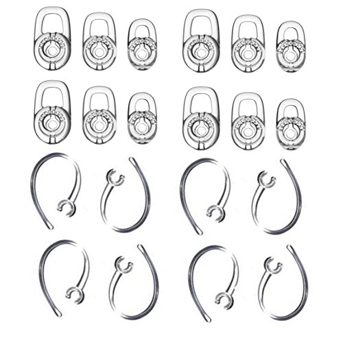 Product Cover Zotech Earbud Gel & Ear Hook for Plantronics, 12 Pcs (Small/Medium/Large) Clear Replacement Eargel & 8 Pcs Clear Ear Hook, Fit for Plantronics M155 M165 M1100 M100 M55 M28 M25 Voyager Edge
