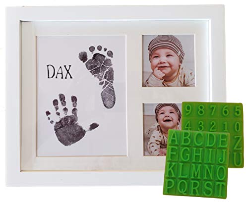 Product Cover Ultimate Baby Ink Handprint Footprint Kit & Frame - with Premium Picture Photo Frame, Safe Ink Pad Stamp, Paper & Bonus Stencil. The Perfect Personalized Baby Shower, Newborn Gift Idea & Memento!