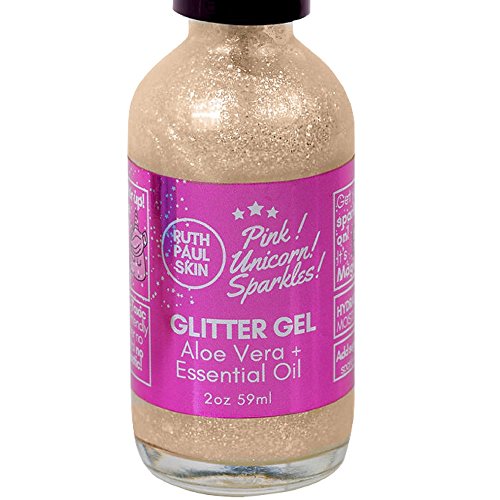 Product Cover Body Glitter Gel. 100% Eco Glitter Gel for Face Eyes Body Lips Hair. All Natural - No Parabens, Organic Aloe Vera Gel. Moisturizing and Sparking Beach Pink Glitter. 59ml by Ruth Paul Skin