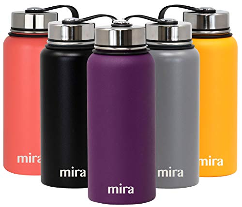 Product Cover MIRA 32 Oz Stainless Steel Vacuum Insulated Wide Mouth Water Bottle | Thermos Keeps Cold for 24 Hours, Hot for 12 Hours | Double Wall Powder Coated Travel Flask | Iris