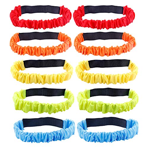 Product Cover 10 PCS 3 Legged Race Bands，5 Colors Elastic Tie Rope
