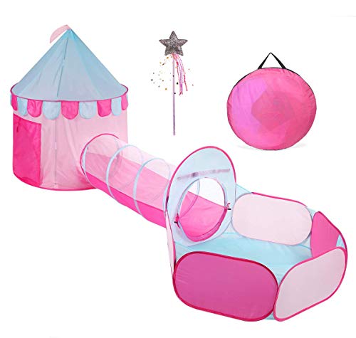 Product Cover TRUEDAYS Princess Castle Pink Play Tent with Tunnel for Grils Kids Playhouse Ball Pit Indoor Outdoor
