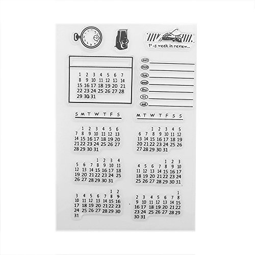 Product Cover SIXQJZML Mixed Calendar Planner Clear Transparent Rubber Silicone Stamps Seal Block for Card Making Scrapbooking Decoration Words Journaling DIY Album