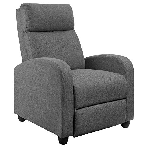 Product Cover JUMMICO Fabric Recliner Chair Adjustable Home Theater Seating Single Recliner Sofa with Thick Seat Cushion and Backrest Modern Living Room Recliners (Grey)