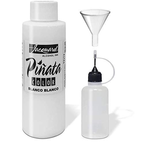 Product Cover Jacquard Pinata Blanco White Color 4oz, Pixiss 20ml Needle Tip Applicator Bottle and 1.5 Inch Funnel Bundle for Yupo and Resin