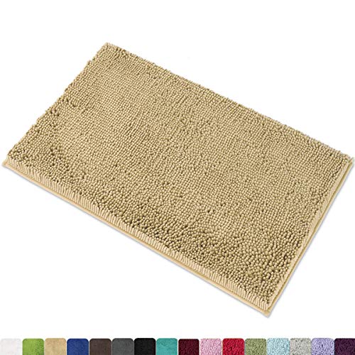 Product Cover MAYSHINE 20x32 Inches Non-Slip Bathroom Rug Shag Shower Mat Machine-Washable Bath Mats with Water Absorbent Soft Microfibers of - Beige
