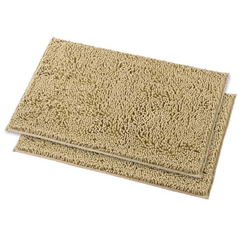 Product Cover MAYSHINE Bath Mats for Bathroom Rugs Non Slip Machine Washable Soft Microfiber 2 Pack (20×32 Inches, Beige)