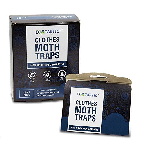 Product Cover Moth Traps - Keep Clothes Safe - Moth Repellent - Clothes Moth Traps - 11 Pheromone Traps - Child/Pet Safe/Insecticide Free - Moth Prevention Repellent - Protection Clothes/Wool/Carpet - Moth Balls