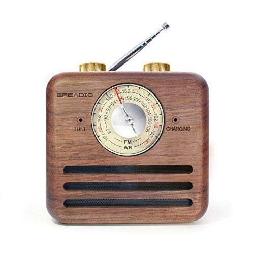 Product Cover Retro Speaker Radios, Wireless Bluetooth Speaker with Wood FM/WB NOAA Weather Radio, Natural Walnut Material, Loud Clear Sound for Home, Office, Travel