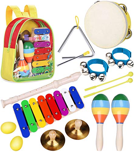 Product Cover Toddler Musical Instruments Toys - Smarkids Percussion Instruments Toy Preschool Educational Musical Toys Set for Boys and Girls Including Xylophone Flute Tambourine Maracas with Backpack