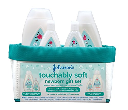 Product Cover Johnson's Touchably Soft Newborn Baby Gift Set, Baby Bath & Skincare for Sensitive Skin, 5 Items
