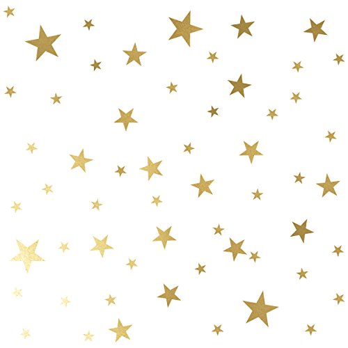 Product Cover Mozamy Creative Star Wall Decals (189 Count) Gold Star Decals Nursery Decals Removable Peel and Stick Wall Decals, Vintage Gold
