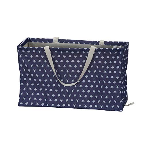 Product Cover Household Essentials 2240 Krush Canvas Utility Tote | Reusable Grocery Shopping Laundry Carry Bag | Blue With White Stars, 22