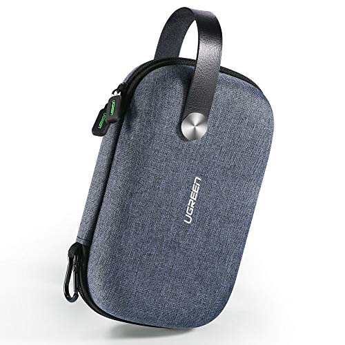 Product Cover UGREEN Travel Case Gadget Bag Small, Portable Electronics Accessories Organiser Travel Carry Hard Case Cable Tidy Storage Box Pouch with Double Layer, Double Zipper, Snap Hook, Carrying Strap