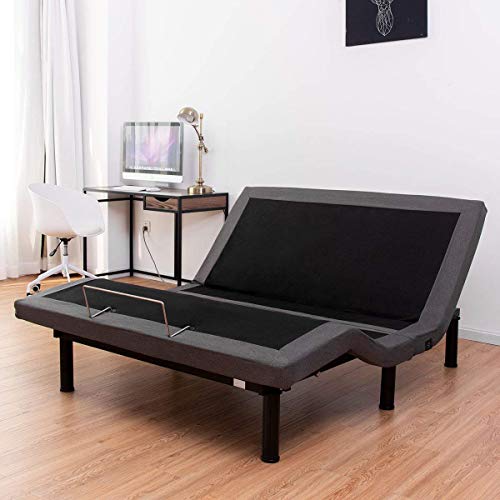 Product Cover Giantex Adjustable Massage Bed Base Wireless Remote USB Charge Ports Upholstered Zero Gravity Anti-Snore TV Position Memory Function Silent Electric Bed Base/Emergency Backup (Twin XL)