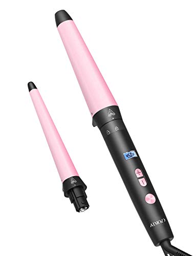 Product Cover Atmoko by Homitt 2 in 1 Curling Wand,Interchangeable Hair Curler Wand Pearl Ceramic barrel with Digital Controls+22 Heat Settings，60min Auto Off Hair Wand Curling Iron for Beach Waves (1-1.5inch)