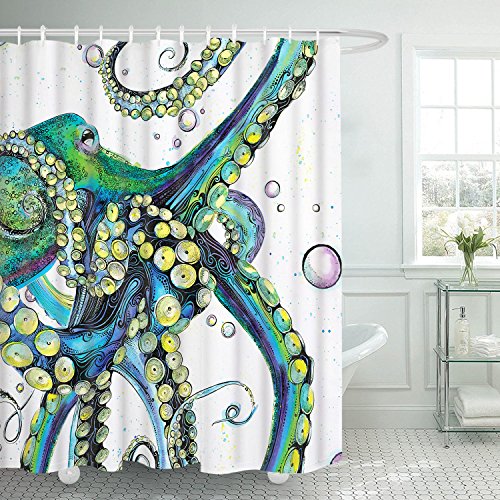 Product Cover Bathroom Shower Curtain Colorful Fashion Octopus Shower Curtains Durable Fabric Bath Curtain Waterproof Bathroom Curtain with 12 Hooks