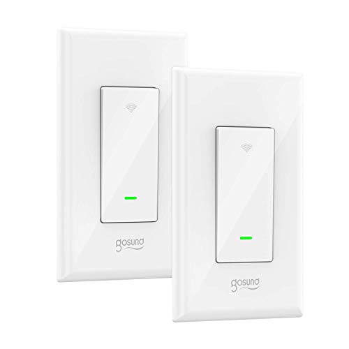 Product Cover Gosund Smart Switch, Smart Light Switch Works with Alexa, Google home and IFTTT, with Remote Control and Schedule, Needs Neutral Wire, Single-Pole, No Hub required, ETL and FCC listed (2 Pack)
