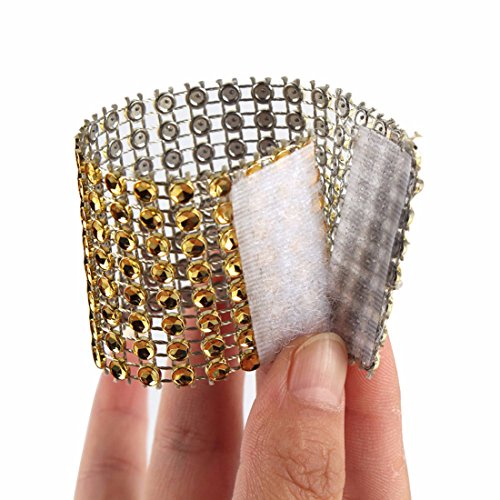 Product Cover Yuengs 100 PCS Napkin Rings Sparkly Adornment for Wedding/Shower / Party - Velcro Napkins wrap (Gold)