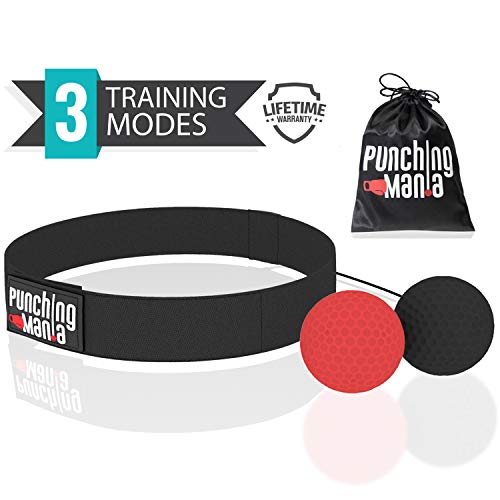 Product Cover Punching Mania Boxing Reflex Ball for Adults and Kids - 2 Pro Punching Fight Balls on String for Hand Eye Coordination and Cardio Training, Boxing Workout Equipment - BONUS Carry Bag + Replacement KIT