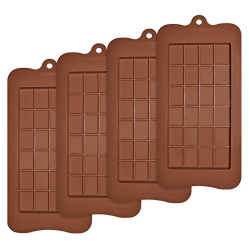 Product Cover homEdge Break-Apart Chocolate, Set of 4 Packs Food Grade Non-Stick Silicone Protein and Energy Bar Molds