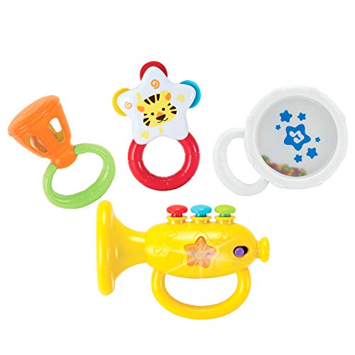Product Cover KiddoLab Musical Instruments Set with an Electronic Trumpet and Rattles for Babies. Toddler Learning Toys for Early Development. First Infant Music Toy for 3 to 18 Months Old