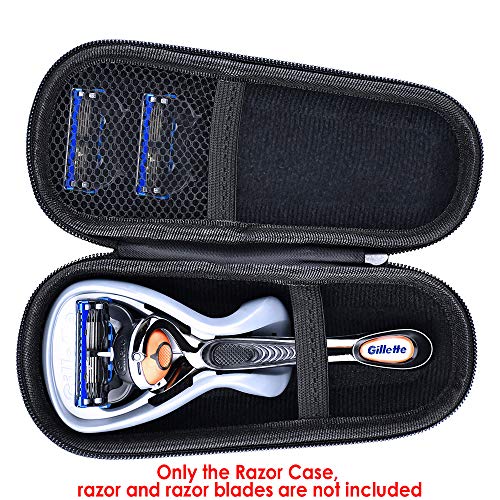 Product Cover Hard EVA Razor Travel Case Carrying Bag (Only Case) for Gillette Fusion5 ProGlide Men's Razor - Mesh Pocket for Razor Blades + Lightweight Carrying Handle + Durable Zipper by Anplus (Black)