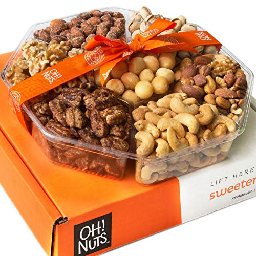 Product Cover Oh! Nuts Christmas, Gourmet Nut Gift Baskets, Jumbo 2LB Holiday Freshly Roasted Tray, Thanksgiving Mothers & Father's Day Gifts, Prime Basket Idea for Men & Woman Birthday, Sympathy & Get Well Set