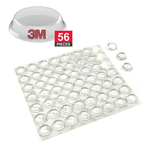 Product Cover 3M Adhesive Rubber Bumper Pads: Sound Dampening and Non-Skid Rubber Feet for Small Electronic Device Feet, Cabinet Doors, Drawers, Picture Frames, Cutting Boards, 56-PCs Pack, Round
