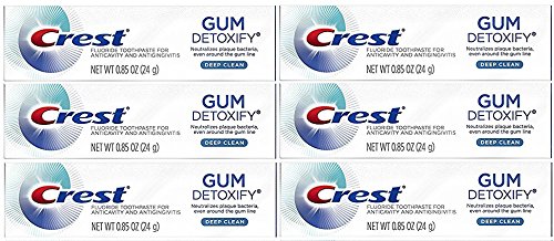 Product Cover crest gum detoxify toothpaste, deep clean, travel size, 6 pack each 0.85 oz (24g)