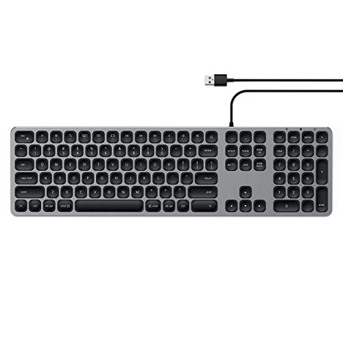 Product Cover Satechi Aluminum USB Wired Keyboard with Numeric Keypad - Compatible with iMac Pro, iMac, 2018 Mac Mini, 2018 MacBook Pro/Air and MacOS Devices (English, Space Gray)