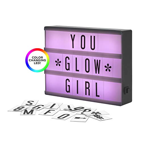 Product Cover My Cinema Lightbox - The Mini Color-Changing LED Marquee with 100 Letters & Numbers to Create Your Own Sign with Classic White, RGB Color Change, and Freeze Mode, with Letter Storage and USB