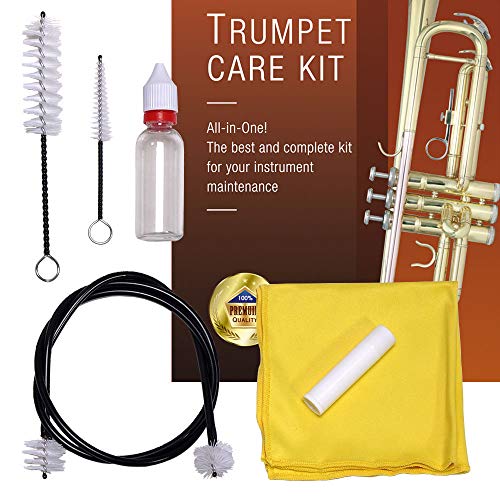 Product Cover Libretto Trumpet (Cornet) Care Kit-Valve Oil+Slide Grease+Microfiber Cloth+Brushes for Mouthpiece & Valve & Bore, Time to Clean/Maintain & Good to Extend the Life of your Musical Instrument! AC004