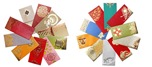 Product Cover AVADOR Premium Shagun Gift Envelope (Pack of 20) Assorted Color Designs Money Holder Card Fancy Packet for Christmas Diwali Rakhi Easter Birthday Wedding Anniversary Designer Invitation Envelopes