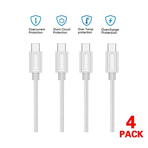 Product Cover 4 Long USB Type C Cables (3.9ft/1.2m) COSOOS Nylon Braided Fast Charge & Sync Cable,Charger Cord for Samsung Galaxy S9/S8/Note 8,Nexus 6P 5X,Pixel,LG V30/G5/G6,Charging Station,Power Bank,Car Charger