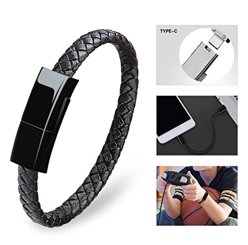 Product Cover Dzzkoye USB Type C Cable Bracelet for Men Samsung S8 Short Portable Leather Charger (L)