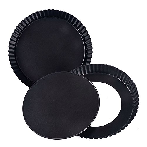 Product Cover Tart Pan,2 Pack 9 Inch Non-Stick with Removable Loose Bottom Tart Pie Pan, Round Fluted Flan Quiche Pan by Alotpower
