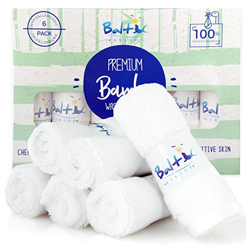 Product Cover Baby Washcloths - Organic Bamboo With A Soft Cotton blend. Towel, Ultra Soft and Absorbent, Natural Reusable Wipes Perfect for Sensitive Skin and Newborn Bath, Ideal Baby Registry and Baby Shower Gift