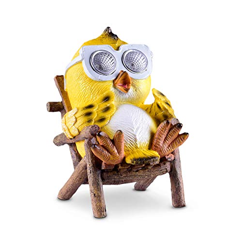 Product Cover Owl Solar Garden Decorations Figurine | Outdoor LED Decor Figure | Light Up Decorative Statue Accents for Yard, Patio, Lawn, or Deck | Weather Resistant | Great Housewarming Gift Idea (Yellow, 1 Pack)
