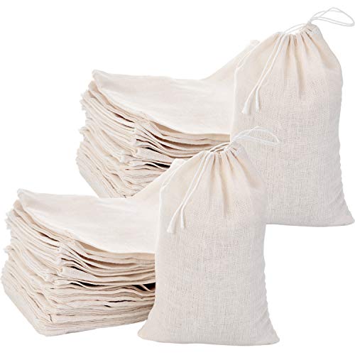 Product Cover Tatuo 200 Pack Cotton Muslin Bags Burlap Bags Sachet Bag Multipurpose Drawstring Bags for Tea Jewelry Wedding Party Favors Storage (4 x 6 Inches)