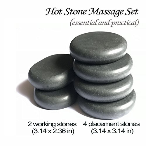 Product Cover Hot Stones - 6 Large Essential Massage Stones Set for professional or home spa, relaxing, healing, pain relief by ActiveBliss