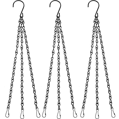 Product Cover eBoot 3 Pack 16 Inches Hanging Chains Flower Pot Chains Hanging Flower Basket Galvanized Replacement Chain 3 Point Garden Plant Hanger (2 mm, Black)