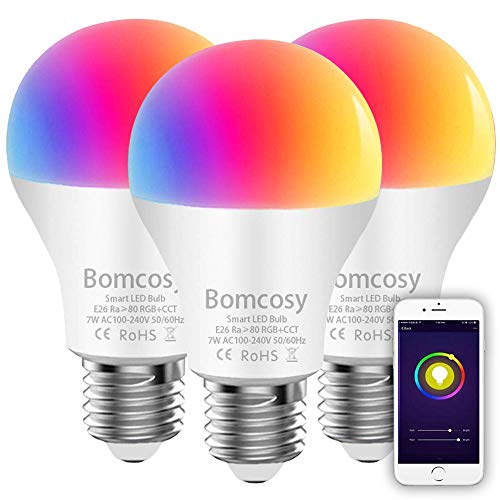 Product Cover Smart Bulb Wifi Led Bulb E26 A19 7W 600LM Multicolored RGB CCT Smart Light Bulb Works with Amazon Alexa and Google Home No Hub Required 60W Equivalent 3 Pack