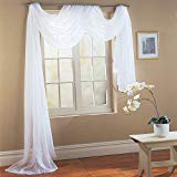 Product Cover Decotex 1 Piece Hotel Quality Pure White Sheer Voile Window Scarf Valance 55